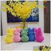 Party Favor 25 cm 15cm Peeps P Bunny Rabbit Peep Easter Toys Simation fylld Animal Doll för barn barn mjuka kudde gåvor gir drop otm5i