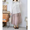 Women's Blouses 120cm Bust Spring Autumn Women All-match Japanese Style Loose Plus Size Embroidered Comfortable Cotton Linen Shirts/Blouses