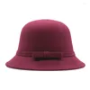 Berets Flat Fedoras Hats for Women Classic British Jazz Cap imitacja wełniana szeroka grzbiet panie czapki top hat gorras