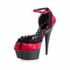 Sandaler 2024 Nightclub Party High Heel Size 34-46 Spets Färgglada rundhuvud Fina HEAL Vattentät plattform Kvinnor