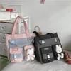 Akşam çantaları büyük kapasiteli tote moda naylon patchwork omuz okulu kitap çantası genç kızlar sevimli moda öğrenci crossbody sac