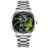 Relógios de pulso uthai homens assistem a marca leve banda de aço de luxo, roda de engrenagem personalizada 360 ° de rotação tendência de relógio de relógio de quartzo masculino à prova d'água