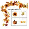 Flores decorativas Flowering Artificial Não esqueça Garland Fall Fall com Decoração de Girassol de Abóbora Outono do Natal outono