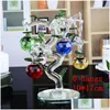 Nouvelles articles Crystal Bpple Tree Ornement Fengshii Glass Crafts Home Decor Figurines Année de Noël Cadeaux Souvenirs Ornements C02202 DH75P