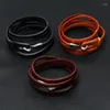 Link armbanden echte lederen wrap armband zwart bruin kleur vintage mode koehide hook charme voor vrouwen mannen vrienden cadeau pulsera