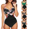 Moda de banho feminina Mulheres Mulheres Sexy Biquíni Conjunto de moda Floral Prind Beachwear