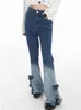 Frauen Jeans Y2K 2000er Jahre Bug Fork Rüfel Gradient Farbe hohe Taille Flare Hose Frühling Herbst Süße alle passen passpattigen Mädchen Kleidung