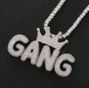 Hip Hop Nome personalizado Crown Letters Pingente Pingente Micro Cubic Zircon com 24 polegadas corda Chain2724807