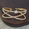 Bangle Delicate Bridal Personality Romantic Cuff Charm Open Rhinestone Armband Crossed Elegant Ethnic Gift