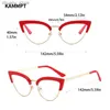 Sunglasses KAMMPT Vintage Cat Eye Glasses Frame New Stylish Semi Metal Rim Women Eyewear Trendy Brand Design Non-prescription Eyeglasses Y240416