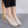 Zapatos casuales de cuero genuino Slip on Women Flats Mocasins Mocasines para mujeres Primavera Autumn Mother Shoe Big Size G76