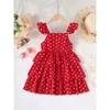 Girl Dresses 1-6 Years Fashion Polka Dot Red Sleeveless Cake Dress With Bow Kids Birthday Party Clothes Summer For Children