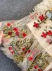 Frauen elegantes Mesh Spitze bestickte Blume Multicolor -Meerjungfrau Kleid Kurzer Schmetterlingsschläuche Rüschen Harajuku Sommer Vestidos 240410