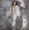 Luxusabendkleider yosef aljasmi labourjoisie mermaid silber tassels gegen neck Kylie jenner Zuhair Muradant Party Prom Dress6195419