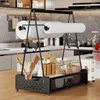 Kitchen Storage Spice Rack Multipurpose Magnetic With Paper Towel Holder Countertop Organizer Stand