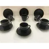 Tasses Saucers 6 Pquers / 12 PCS CONCEPTION DE LUXE COFE CAFP TUP Black Gol Espresso Jet Ebon Ebony Latte Cafe Mugs