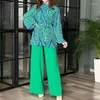 Pantaloni da due pezzi da donna Donne alla moda a sfioro in pizzo pieghettata su camicia 2 set Africa abiti mediorientali Lady Stupy Sleeve Abito