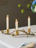 Candle Holders Luxury Ginkgo Leaf Butterfly Brass Candlestick dom romantyczny przy świecach obiad el bankiet dekoracja ślubna