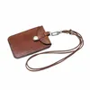 vertical Style ID Badge Holder For Work Genuine Leather Student Identity Bus Card Case Retractable Lanyard Tag Bag I1da#