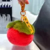 Lanyards Real Hair Mini Cute Small Persimmon Keychains Women Plush Rex Rabbit Fur Car Key Chain Bag Decoration Pendant Gift 2022 R231012