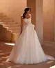 Robe de mariée en dentelle A-line 3D-appliques manches de châle robe de bal plus taille de balayage