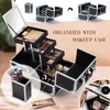 Joligrace Professional Makeup Suitcase Portable stor kapacitet Make Up Case Box med kosmetiska borstar Holder Mirror Låsbar 240416