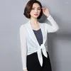 Women's Jackets Summer Thin Sun Protection Cardigans Solid Soft Cropped Drawstring Female Breathable Beach Sexy See Through Dovetail Coats
