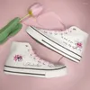 Повседневная обувь 2024 Canvas High Top Spring и осенние женщины, расписанная вручную, маленькую белую доску