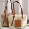 Totes Luojias New Womens Woven Bag är trendig modern enkel och stor kapacitet. One Shoulder Bag Seaside Semesterväska Kontraster Färgpendling Bag T240416