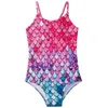 Dziewczyny Onepiece syrena kąpielowe Kidswear Bikini Dinozaury Drukowane kostiury kąpielowe kostium wakacyjny Ryba Skala plażowa 240416