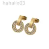 Desginer Bulgarie Armband V Gold Plated Mi Jinbao Family Coin Earrings Round Cake Shell Fritillaria Full Diamond Earrings Fashionable Light Luxury Odile and H