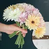 Fleurs décoratives artificielles 6 têtes Gerbera Bouquet de soie décoration maison de mariage main
