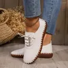 Casual Schuhe Sneakers Frauen Flat Plattform Slipper Schnüren runde Zehen weibliche Leder Wohnungen Trend Spring Designer Mom Sportschuh Sportschuh schnüren