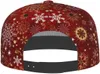 Ballkappen Winter Schneeflocke Rotes Sparkle Weihnachtsmuster Flat Bill Hut Unisex Snapback Baseball Cap Hip Hop Style Visor leer