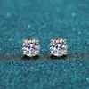 Stud Classic Silver F Color Moissanite VVS Fine Jewelry Diamond Earring With Certificate For Women GiftStud243H