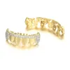 Hip Hop Krutarki 18K Real Gold Splating Micro Set Diamonds ostre zęby złote szelki Halloween biżuteria
