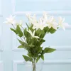 Fleurs décoratives 10pc Artificiel 3head Clematis Lotus Silk Fleur pour décoration de mariage Arrangement de fond de décoration accessoires de décoration de maison