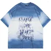 T-shirts pour hommes Dye Dirt Tie Dye vintage Imprimé surdimensionné surdimensionné Harajuku Streetwear Hip Hop T-shirt Men 2024 Tee-shirt en coton en vrac Summer Y2K