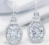 Top verkopen vintage mode -sieraden handgemaakt 925 sterling zilveren ovaal gesneden witte topaz cz diamant edelstenen vrouwen bruiloft earri8620932