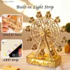 3D -Rätsel ury 3d Musik Holz Puzzle LED City Silhouette Rotatable Rrise Wheal Octave Box Model Kit Assembly Dekor DIY Spielzeug Geschenk für Erwachsene Y240415