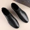 Botas de algodón retro de cuero retro de Boots Fashionable agregado en invierno zapatos casuales simples para negocios cortos