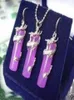 Charming Purple jade silver dragon earring pendant Necklaceltltlt 7340475