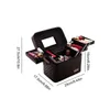 Make -up trein kast tas cosmetische tassen met 4 layer opvouwbare bak multifunctionele toilettasbox reizen voor sieraden 240416