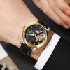 Wristwatches Tourbillon Hollow R Phase Mechanical Watch For Men Casual Waterproof Glow-in-the-dark Sports