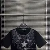 Designer SS24 Primavera/verão Novo clássico da indústria pesada da moda Cinco estrelas pontiagudas Taxes de diamante de diamante versátil Camiseta de manga curta curta