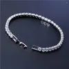 Bracelets de charme 4 mm Cubic Zirconia Bracelet Bracelet Iced Out Chain pour femmes hommes Silver Color CZ Homme bijoux