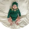 Rompers Newborn bébé Coton Rompers Frog Bebe Boy Girl BodySuit Green Jumps pour le printemps Summer avec Bonnet Bonnet