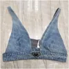 T-shirt pour femmes en denim Bra t-shirt Femmes Deep V Neck Y Vest Fashion Crop Top Partre respirant Tops Cropped Drop Livrot Apparel Clothin othkw