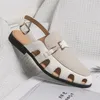 Sandalen trend mannen zomer ademend leer casual mode flats lichtgewicht zakenschoenen voor