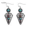 Banny Pink Tribal Turquoises- Stone Dangle Earrings For Women Ethnic Metal Arrow Statement Drop Earrings Vintage Stone293Y